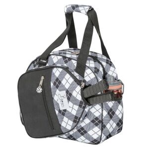NEW Born To Rally Black & White Argyle Print Pickleball Bag Multiple Pockets $79